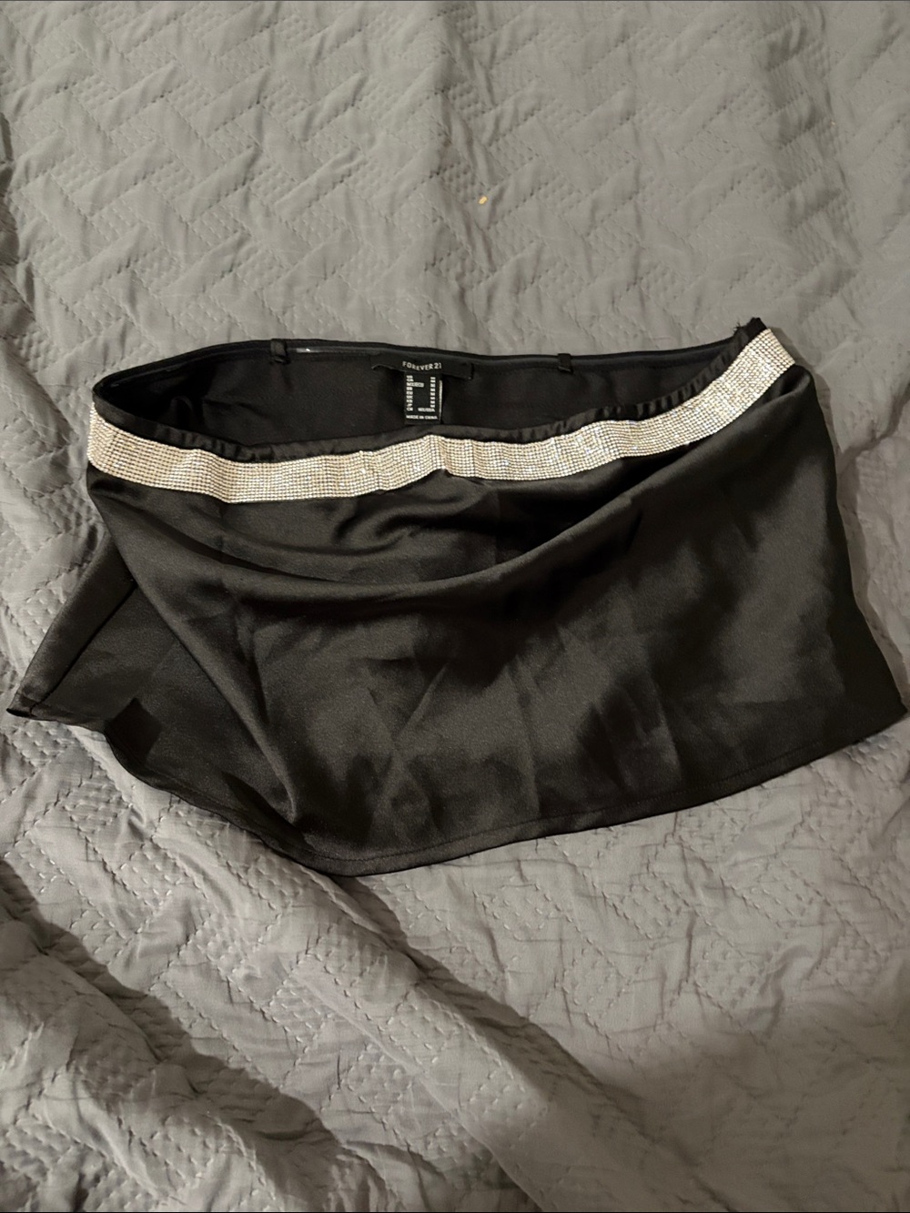 Forever 21 Black Bandeau with Rhinestone Trim